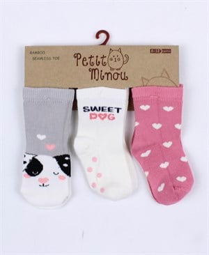 Step Kız Bebek Üçlü Bamboo Soket Çorap Seti